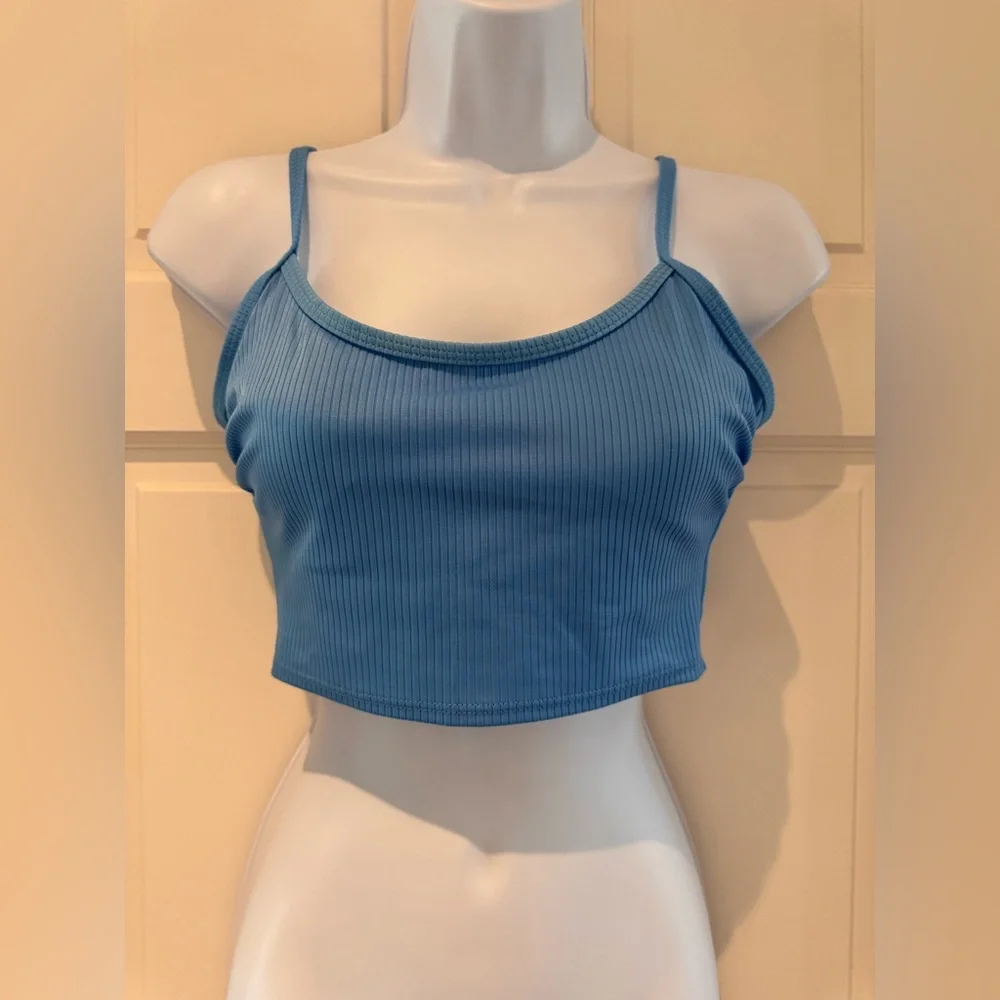 Wild Fable Ribbed Longline Bikini Top Blue S 4-6